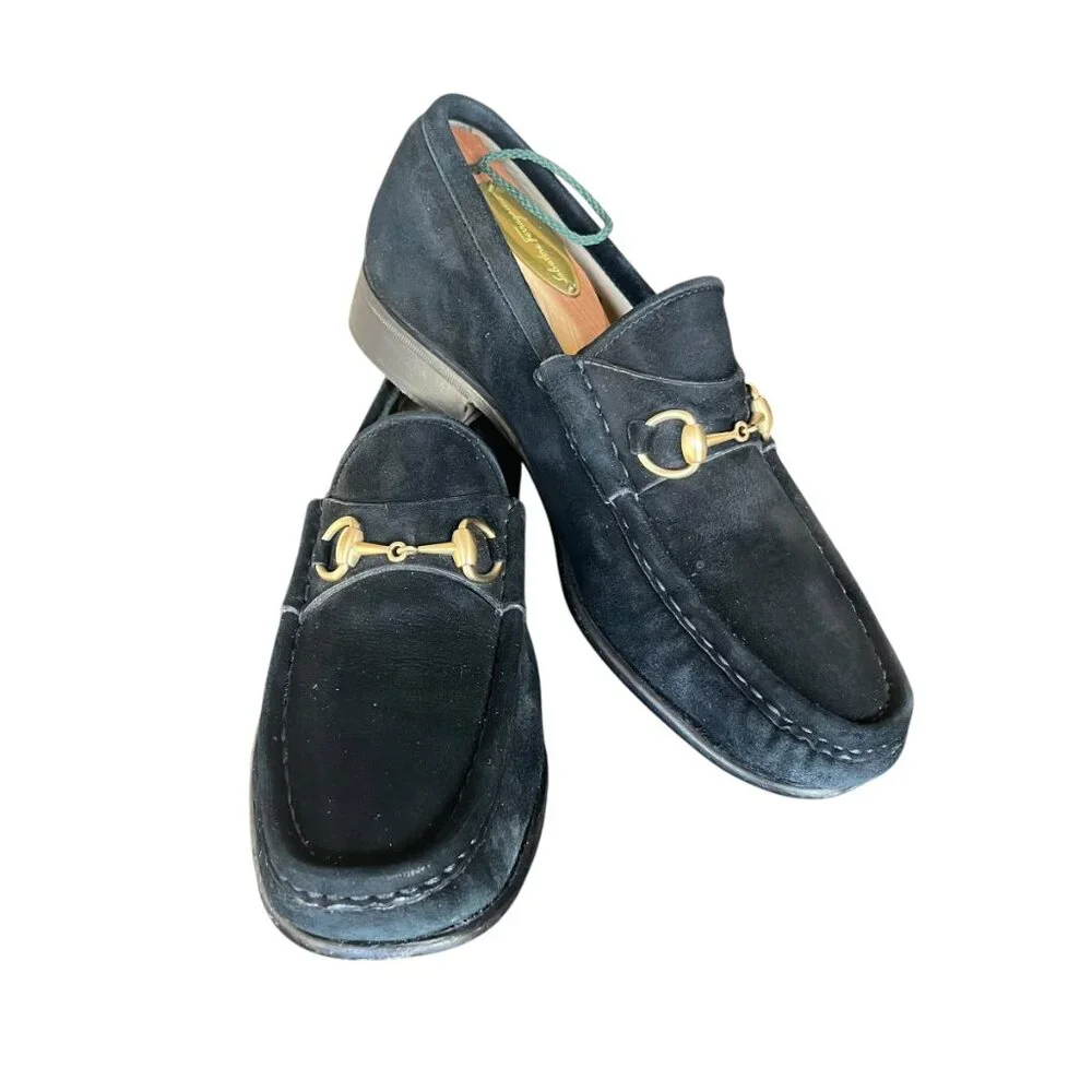 Vintage Gucci Black Suede Horsebit Loafers - Size 6.5 - Picture 13 of 16